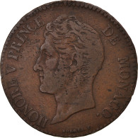 Monnaie, Monaco, Honore V, 5 Centimes, Cinq, 1837, Monaco, TB+, Cuivre, KM:95.2a - 1819-1922 Onorato V, Carlo III, Alberto I