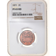 Monnaie, États-Unis, 2 Cents, 1871, Philadelphie, Proof, NGC, PR65RD, FDC - 2, 3 & 20 Cent