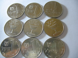 TEMPLATE LISTING ISRAEL LOT OF  9  COINS 1 SHEQEL 1984  UNC COIN. FROM THE BAG. - Israel