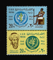 EGYPT / 1968 /  MEDICINE / WHO / IMHOTEP ; AVICENNA / MNH - Unused Stamps