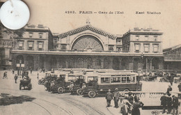 Carte Postale Ancienne De   PARIS   Gare De L'Est   Avec Autobus Anciens - Paris (10)