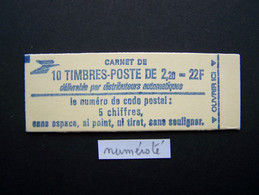 2376-C1 CARNET NUMEROTE FERME 10 TIMBRES LIBERTE DE GANDON 2,20 ROUGE CODE POSTAL (BOITE B) - Moderni : 1959-…