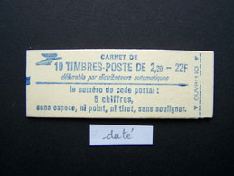 2376-C1 CARNET DATE DU 4.12.86 FERME 10 TIMBRES LIBERTE DE GANDON 2,20 ROUGE CODE POSTAL (BOITE B) - Modernes : 1959-...