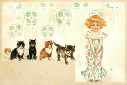 Enfant Fillette Et Chats Chatons * CPA Illustrateur * Chat Cat Cats Katze * Child - Cats