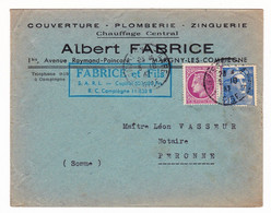 Lettre 1947 Margny Les Compiègne Oise Albert Fabrice Couverture Plomberie Zinguerie - 1945-54 Marianne De Gandon