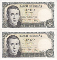 PAREJA CORRELATIVA DE 5 PTAS DEL 16/08/1951 SERIE 1F SIN CIRCULAR (UNCIRCULATED)   (BANKNOTE) - 5 Pesetas