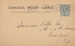 Canada Postal Stationery Ganzsache Entier 1c. Edward VII. WINNIPEG Dec. 24th 1906 NEW YORK United States (2 Scans) - 1903-1954 Rois