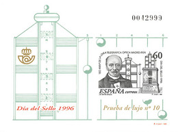 España. Prueba De Lujo Nº 57 Día Del Sello 1996 - Herdenkingsblaadjes