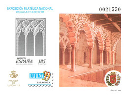 España. Prueba De Lujo Nº 68 Exfilna 99 Zaragoza - Commemorative Panes