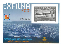 España. Prueba De Lujo Nº 75 Exfilna 2001 Vigo - Fogli Ricordo