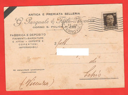 Vicenza Cartolina Commerciale 1940 Selleria Di G. Pasquale San Felice Vicenza X Schio - Vicenza
