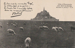 MONT ST MICHEL  - Moutons Au Pâturage   Avec Poésie De BOTREL - Le Mont Saint Michel