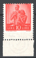 REPUBBLICA 1946 DEMOCRATICA 10 L. FORTEMENTE SPOSTATA ** MNH SASS. 559u FIRMATA FERRARIO - Abarten Und Kuriositäten