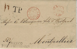 1840- Lettre De Varsovie Pour Montpellier  T P +FRANCO / POLN.PREUSS.GRZ  Entrée PRUSSE 2 FORBACH 2 Rouge - Entry Postmarks
