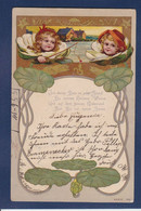 CPA Surréalisme Enfant Fleur Art Nouveau Circulé - Sonstige & Ohne Zuordnung