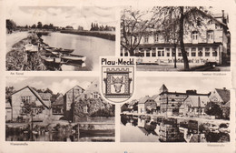 A13205-CANAL RIVER HOUSES ARCHITECTURE PLAU MECKL GERMANY 1955 USED STAMPS VINTAGE POSTCARD - Plau