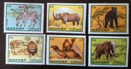 MANAMA Wild Animals, Lion, Elephant, Zebre, Ours, Rhinoceros. Dromadaire,  Michel N° 177/82 ** MNH. - Wild