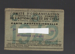 Carte Professionnelle  Industrie Et Commerce De L'automobile Et Du Cycle, Avec Vignettes 1942-1946  (PPP30655) - Other