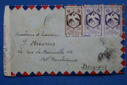 Y14 AEF CONGO BELLE LETTRE  CENSURE 1940 BRAZZAVILLE+ PAIRE DE T.P    + AFFRAN.INTERESSANT - Lettres & Documents