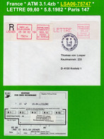 France ATM Vignette LSA06-75747 / Michel 3.1.4 Zb / R-Letter 9,60FF / Paris 147 / LSA Distributeurs Automatenmarken - 1981-84 Types « LS » & « LSA » (prototypes)