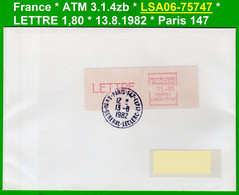 France ATM Vignette LSA06-75747 / Michel 3.1.4 Zb / LETTRE 1,80 FF / Paris 147 / LSA Distributeurs Automatenmarken - 1981-84 Types « LS » & « LSA » (prototypes)