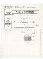 1923 PERPIGNAN - ANDRE UMBERT POUR LE CAPITAINE DU GENIE - COMMANDE DE PIQUETS ET DE FUMIER - Documents Historiques