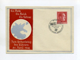 1938 3.Reich Farbiger Schmuckbrief Geburtstag Des Führers Minr 664 SST Wien 20.4.38 - Covers & Documents