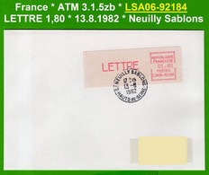 France ATM Vignette LSA06-92184 / Michel 3.1.5 Zb / LETTRE 1,80 FF / Neuilly Sablons / LSA Distributeurs Automatenmarken - 1981-84 LS & LSA Prototipi