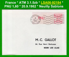 France ATM Vignette LSA06-92184 / Michel 3.1.5 Zb / PNU 1,60 FF / Neuilly Sablons / LSA Distributeurs Automatenmarken - 1981-84 LS & LSA Prototipos