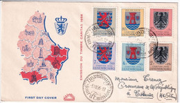 LUXEMBOURG - 1956 - SERIE COMPLETE YVERT 520/525 Sur ENVELOPPE RECOMMANDEE FDC => COLMAR - FDC