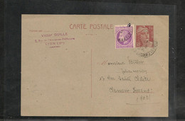 4-11-47 ENTIER POSTAL  MARIANNE DE GANDON N°716B  + CÉRÈS DE MAZELIN N° 679 SUR CARTE POSTALE - Cartas/Sobre De Respuesta T