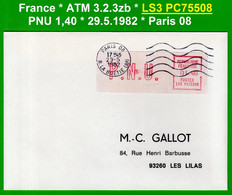 France ATM Vignette LS3 PC75508 / Michel 3.2.3 Zb / PNU 1,40 FF / Paris 08  / LSA Distributeurs Automatenmarken - 1981-84 LS & LSA Prototipos