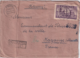 POLOGNE - 1946 - ENVELOPPE RECOMMANDEE De WYRZYSK => HAYANGE (MOSELLE) - Brieven En Documenten