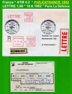 France ATM Vignette LSA 92954 / Michel 4.2 + LS09 75513 / R-Letter / PHILEXFRANCE 82 / LSA Distributeurs Automatenmarken - 1981-84 LS & LSA Prototipi