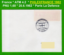 France ATM Vignette LSA 92954 / Michel 4.2 / PNU 1,60 FF On Cover / PHILEXFRANCE 82 / LSA Distributeurs Automatenmarken - 1981-84 LS & LSA Prototypen
