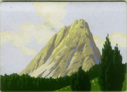 MESCHINI SIGNED 1930s HAND PAINTED / DIPINTA A MANO / POCHOIR POSTCARD - MONTAGNA / MOUNTAIN - ARS NOVA  (1777) - Chiostri, Carlo