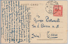 50235  -  EGYPT  --  POSTAL HISTORY: POSTCARD From BULAQ To ITALY 1921 - 1915-1921 Protectorat Britannique