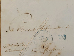 O) 1855 CUBA, CARIBBEAN, PREPHILATELIC, PRESTAMP, 2c RATED, DATE CANCELLATION, FROM MATANZAS TO JIGUANI, BAJEZA BLUE, XF - Préphilatélie