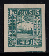 YUGOSLAVIA-CROATIA SHS, ESSEY-PROOF IN GREEN, POSTAGE DUE 1918 RARE!!!!!!!!!!!! - Imperforates, Proofs & Errors