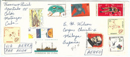 73985 - CUBA -  COVER To SPAIN 1965 Fish BOXING Doves EAGLES Birds SNAKES Boat - Storia Postale