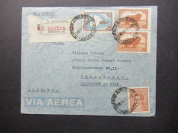 Argentinien 1938 Luftpost Via Aerea Via Condor Einschreiben Exterior B Buenos Aires - Römerstadt Nach Frankfurt Geflogen - Lettres & Documents