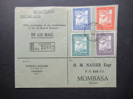 Zanzibar 1944 Registered FDC By Air Mail Nach Mombasa Kenya 200th Anniversary Of Al-Busa'id Dynasty - Zanzibar (...-1963)