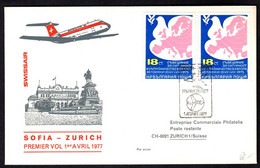 1977 Bulgaria, Primo Volo First Fly Swissair Sofia - Zurigo - Briefe U. Dokumente