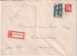 SAAR / SARRE - 1951 - 50F RARE Sur LETTRE RECOMMANDEE De SAARBRÜCKEN => COLMAR - Lettres & Documents