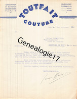 75 24605 PARIS SEINE 1933 Couture TOUTFAIT Rue Du Colisee - Textile & Vestimentaire
