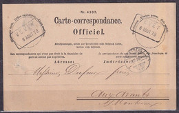 SWITZERLAND. 1878/Vevey, Officiel Carte-correspondance/postage For Free. - Stamped Stationery
