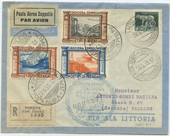 Storia Postale Italia Zeppelin R Lettera Viaggio Italia 1933 Venezia Roma Tallinn Estonia 1933 RARISSIMA !! - Marcophilia (Zeppelin)