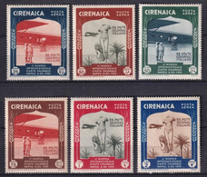 1934 - CIREANICA - POSTE AERIENNE YVERT N° 24/29 * MH - COTE = 30 EUR - Cirenaica