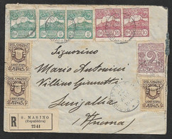 1912 - SAN MARINO - LETTRE RECOMMANDÉ / EINSCHREIBEN 5c(3), 10c(2), 1c(3), 2c - Briefe U. Dokumente