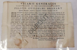BRUGGE 1777 Attest Autenticiteit Van De Relikwie H. Donatus -J.B. De Vicq (N953) - Anciens